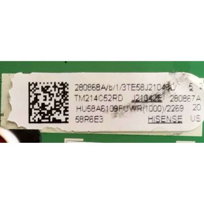 KIT DE TARJETAS PARA TV HISENSE·ROKU TV 4K·UHD·HDR / MAIN 280868 / RSAG7.820.9221/ROH / 280867 / HU58A6109FUWR(1000) / T-CON E3CCBB5800010G / CV580U1-T01-CB-1 / E3CCBB58000 / PANEL HD580X1U91-L1\S1\GM\ROH / DISPLAY CV580U1-T01 / MODELO 58R6E3 58A6109FUWR - Imagen 4